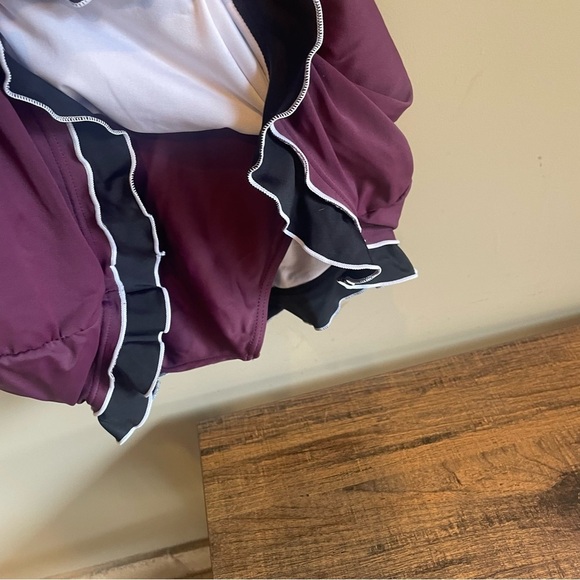 NWT Hilor Women One Piece Swimsuit Tummy Control Bathing Suits Ruffle Monokini - Picture 8 of 9